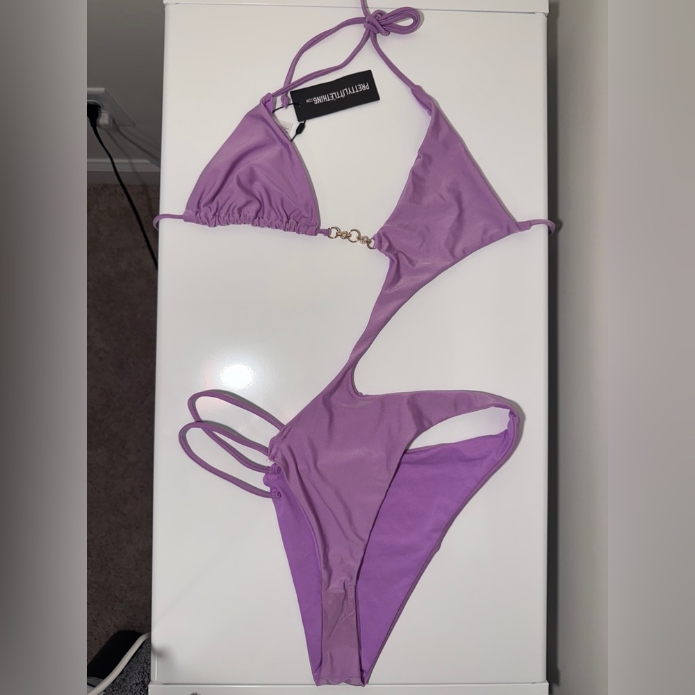 PrettyLittleThing Lilac Bikini with Gold Accents